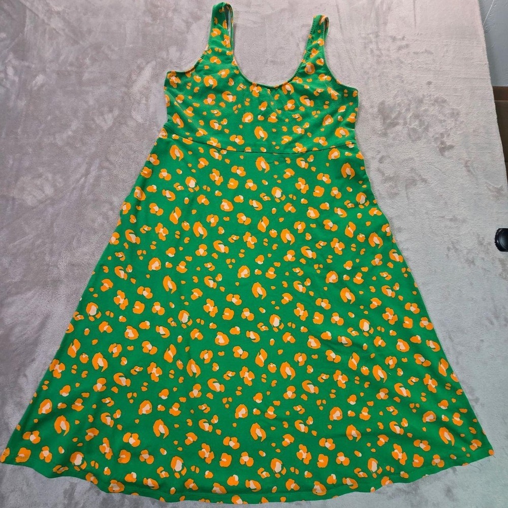 Tabitha Brown Women's Sleeveless A‑Line Dress Size XL Green Abstract Print